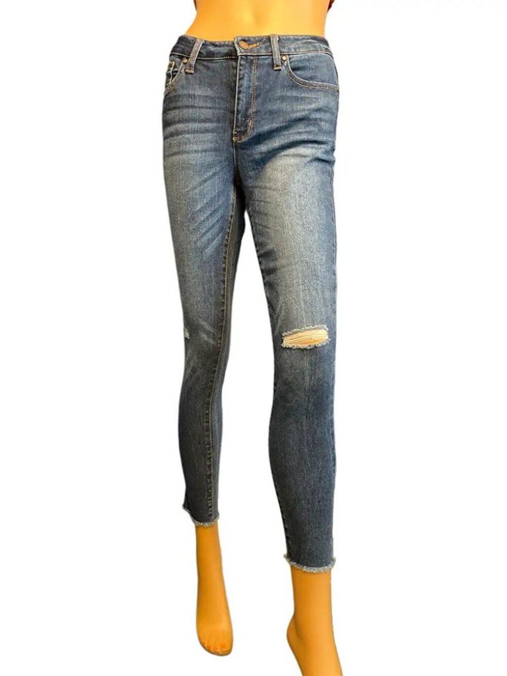 Tinseltown Distressed Skinny Jeans Raw Hem